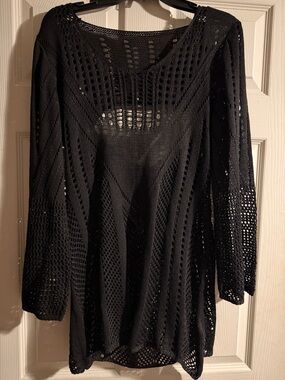 Revolution Black Crochet Swim Coverup